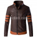 New! Logan Leather Long Sleeves Biker Jacket 